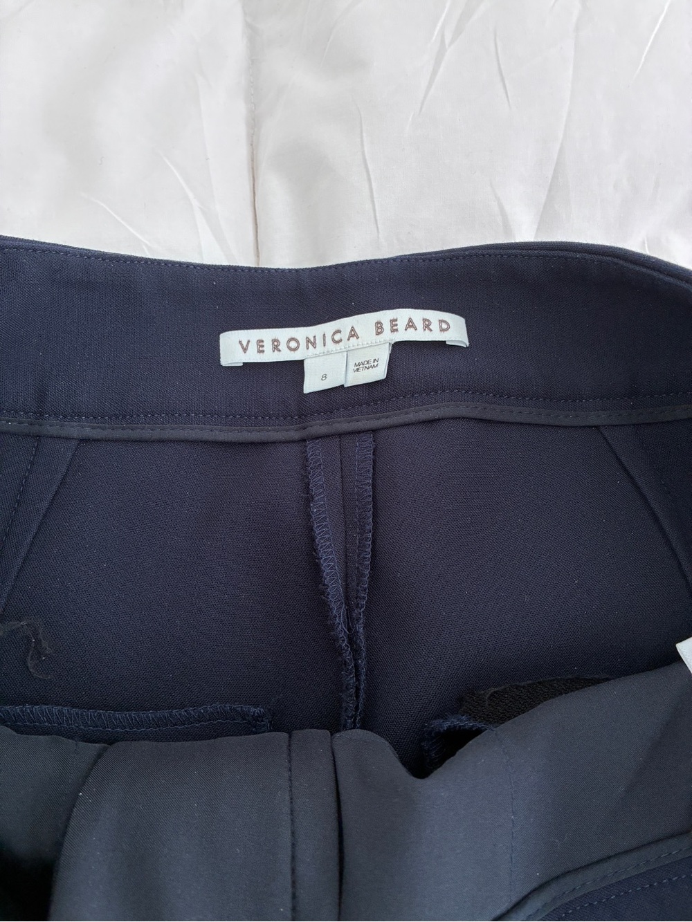 Veronica Beard Navy High Rise Gold Button Trousers Size 8 - Picture 4 of 8